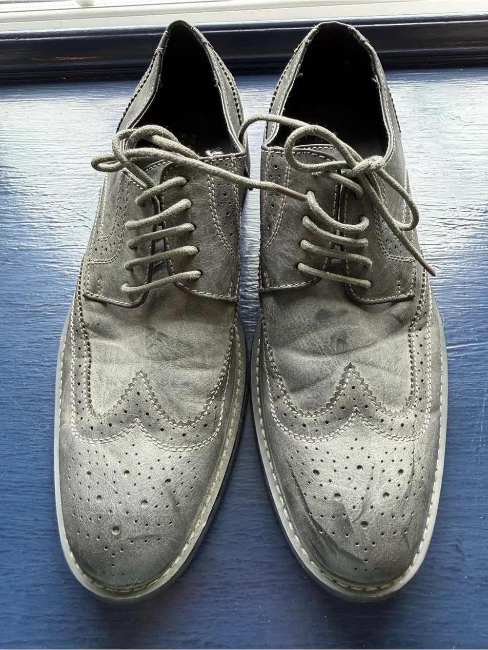 Perry Ellis Portfolio Men's Gray Wingtip Lace-Up Dress Shoes Size 9